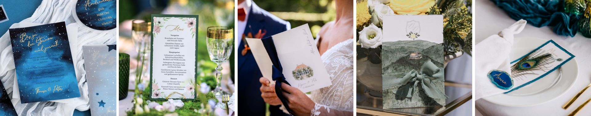 Handgemachte Hochzeitspapeterie aus der Nähe von Dresden mit handgemalten Aquarell Illustrationen