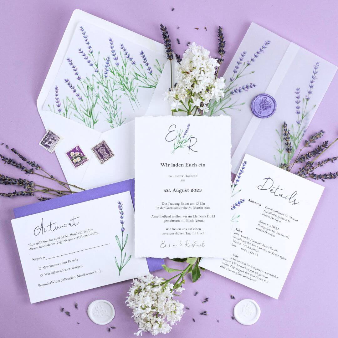Hochzeit-Lavendel-Sommerhochzeit-hochzeitseinladung-lavendel-2 Einladungskarten für Hochzeit mit Lavendel